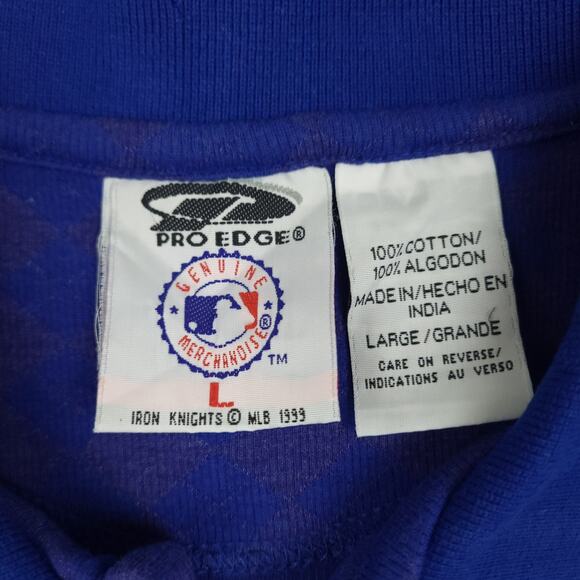 Vintage Chicago Cubs Pro Edge Polo Shirt Sz Large Harlequin Pattern Blue & Red - Picture 4 of 8